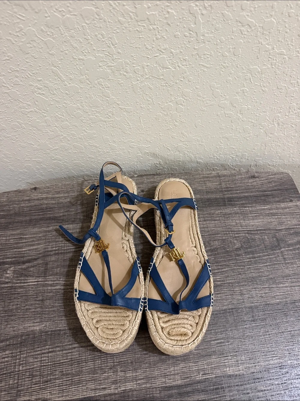 Blue Women’s Espadrille Sandals with Ankle buckle/Ralph Lauren